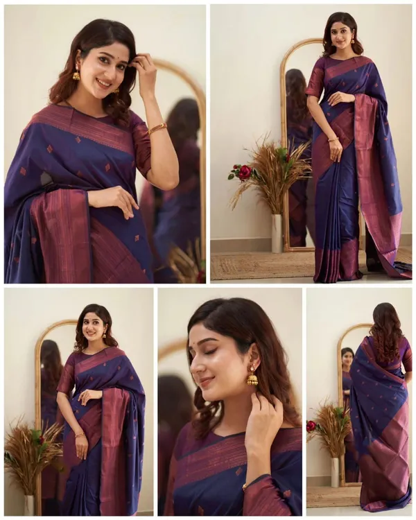 Navy_Blue_Maroon_Border_Saree_for_Women