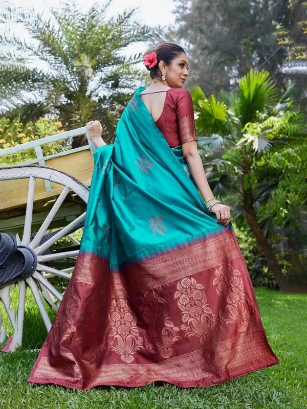 Teal_Woven_Saree_for_Women