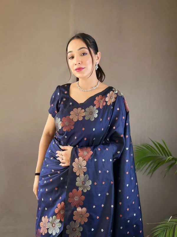 Navy_Blue_Floral_Print_Saree_for_Women
