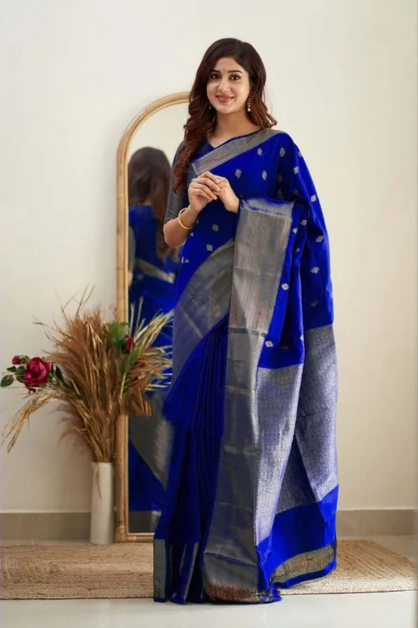 Royal_Blue_Silver_Border_Saree_for_Women