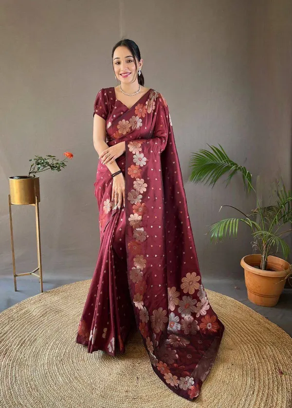 Maroon_Floral_Print_Saree_for_Women