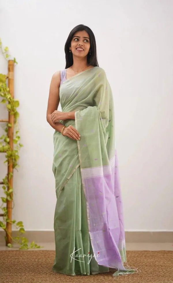 Green_Saree_With_Lavender_Pallu_for_Women
