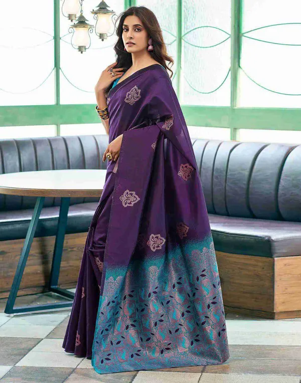 Purple_Floral_Print_Saree_for_Women