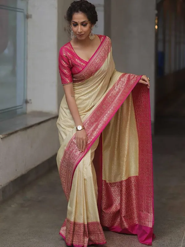 Cream_Woven_Saree_for_Women
