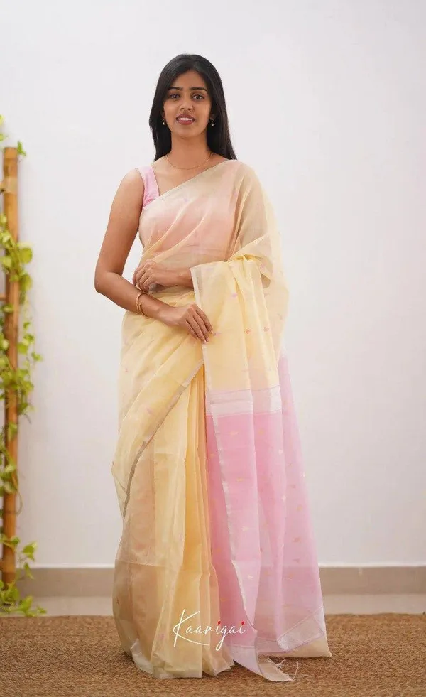 Pastel_Yellow_Sheer_Saree_With_Pink_Border_for_Women
