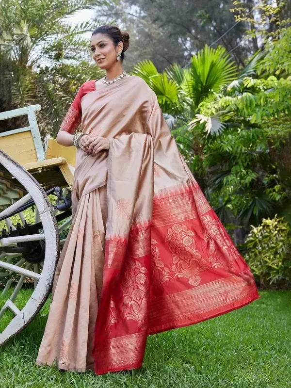 Beige_Woven_Floral_Border_Saree_for_Women