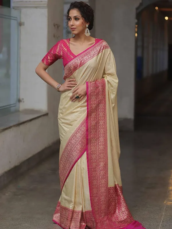 Cream_Woven_Saree_for_Women