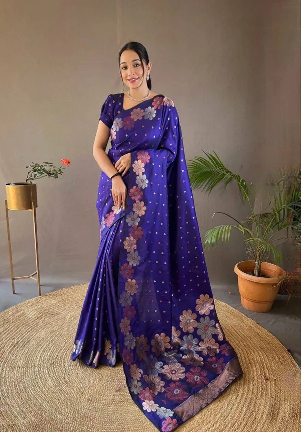 Blue_Floral_Print_Saree_for_Women