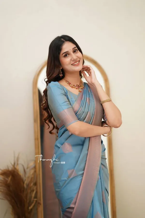 Blue_Printed_Saree_With_Pink_Border_for_Women