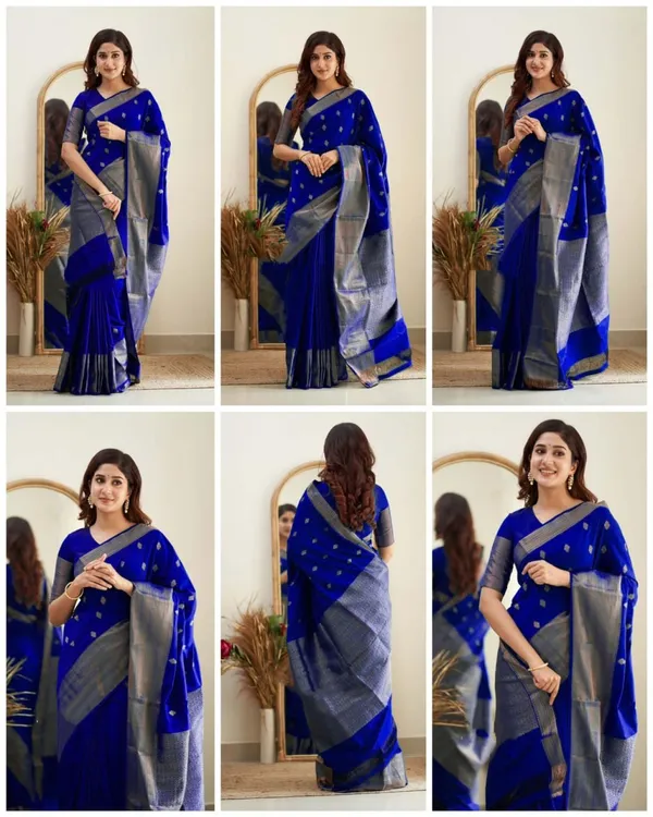 Royal_Blue_Silver_Border_Saree_for_Women