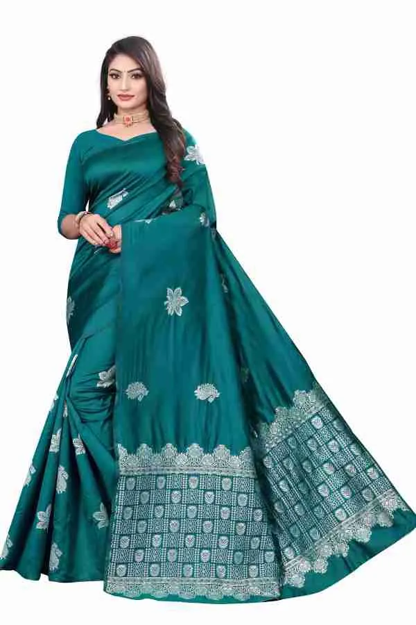 Teal_Printed_Saree_for_Women