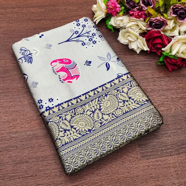 Grey_Printed_Saree_With_Blouse_Piece_for_Women