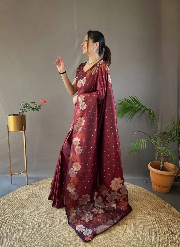 Maroon_Floral_Print_Saree_for_Women