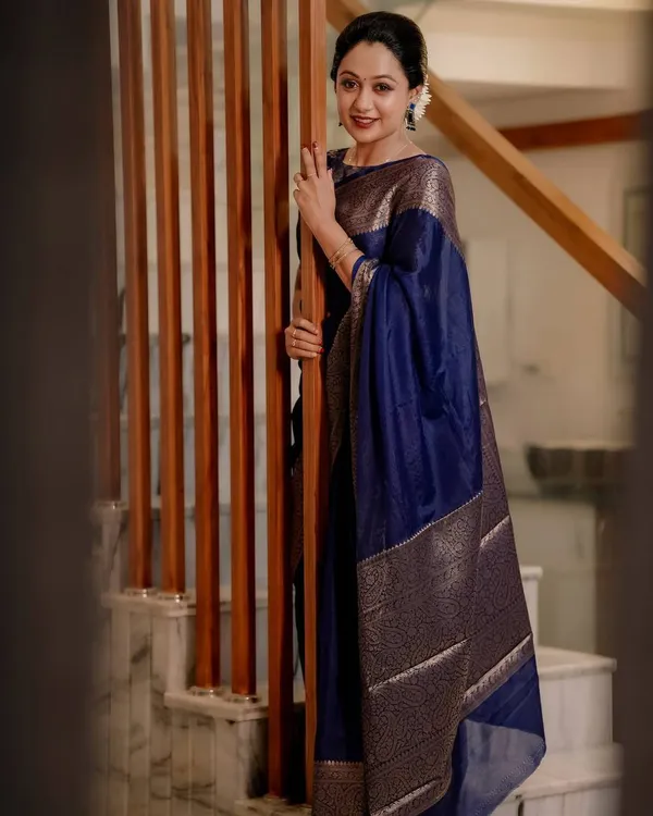 Navy_Blue_Brocade_Border_Saree_for_Women