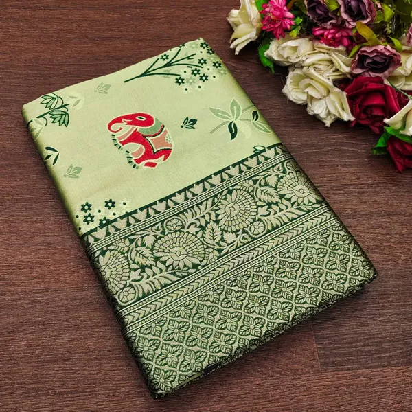 Green_Printed_Saree_For_Women