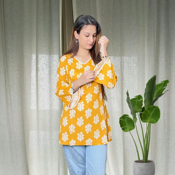 Mustard_Bell_Sleeves_Short_Kurti