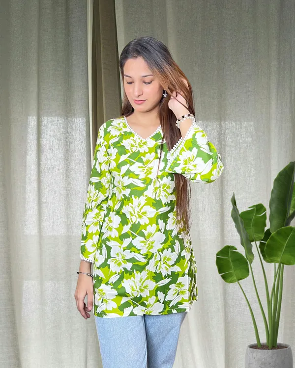 Green_Bell_Sleeves_Short_Kurti