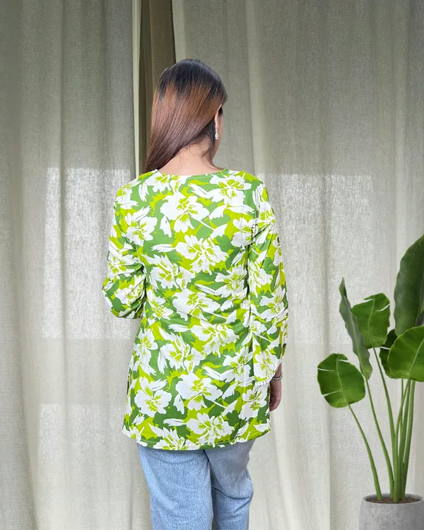 Green_Bell_Sleeves_Short_Kurti