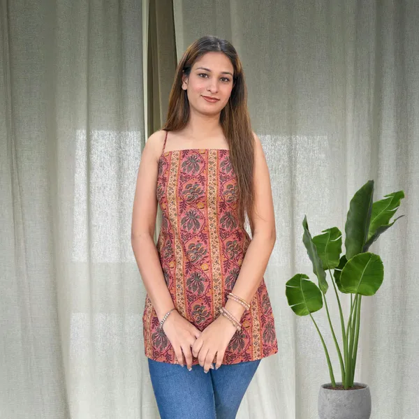 Rust_Bloom_Cotton_Short_Kurti_Female
