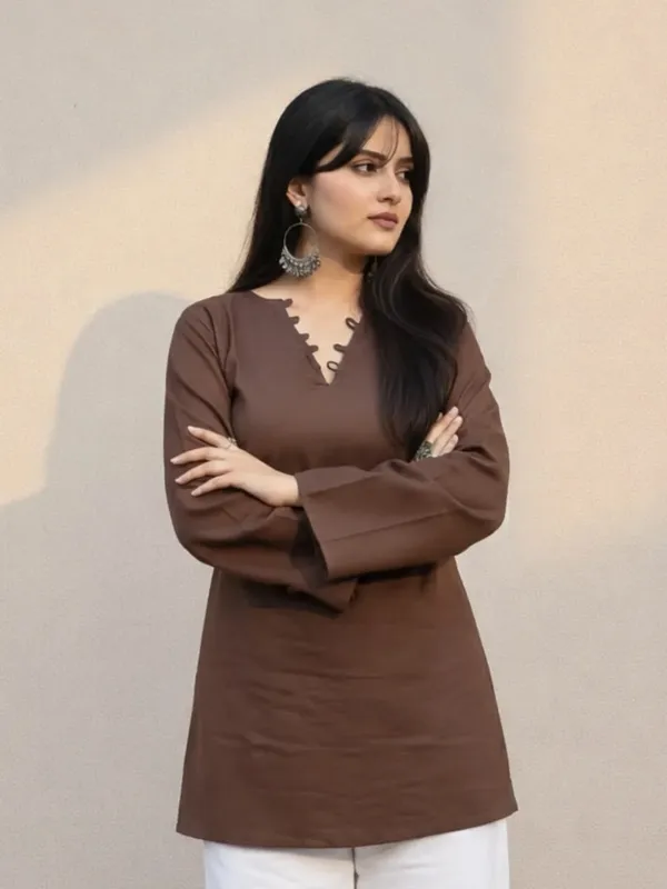 Chaand_Short_Kurti_Cocoa_Brown
