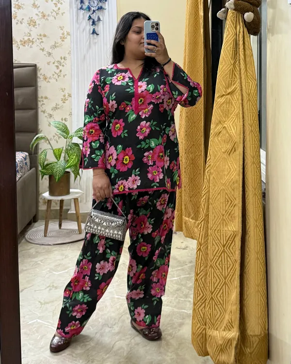 Black_Floral_Pure_Cotton_Farshi_Set_With_Dupatta