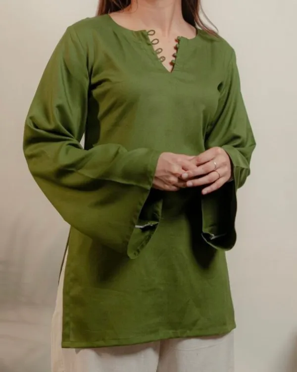 Olive_Green_A_Line_Sleeve_Short_Kurti