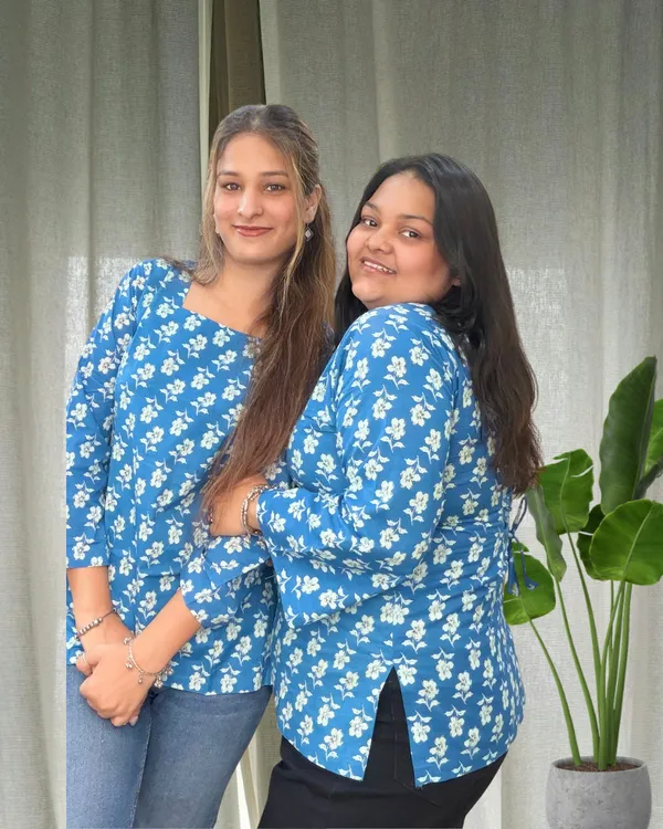 Blue_Floral_Cotton_Short_Kurti