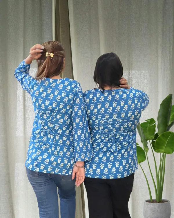 Blue_Floral_Cotton_Short_Kurti