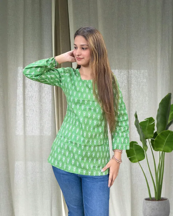 Green_Leaf_Cotton_Short_Kurti