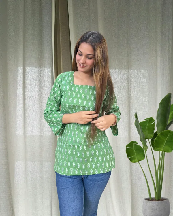 Green_Leaf_Cotton_Short_Kurti