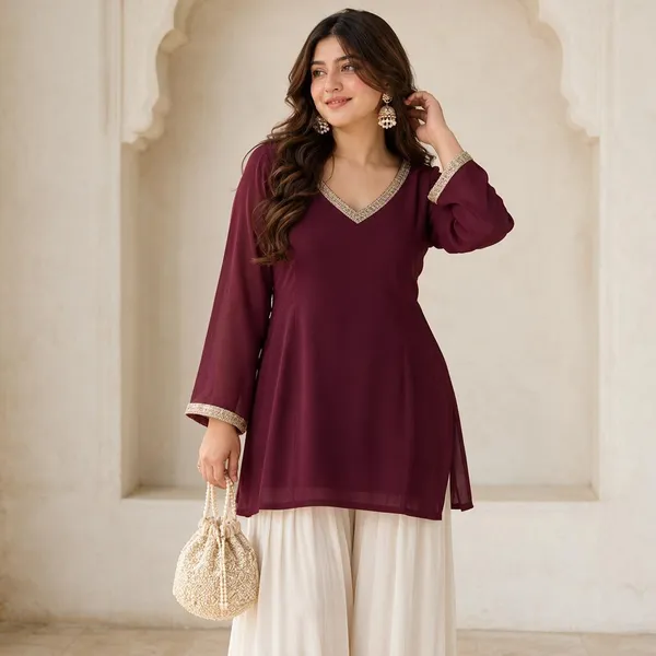 Wine_Back_Corset_Short_Kurti