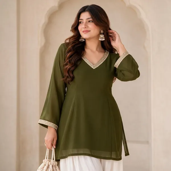 Olive_Green_Tie_Up_Short_Kurti