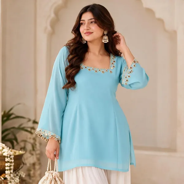 Powder_Blue_Lace_Short_Kurti
