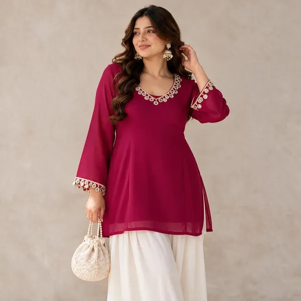 Berry_Pink_Festive_Short_Kurti