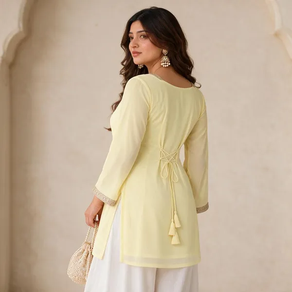 Sunshine_Yellow_Lace_Short_Kurti