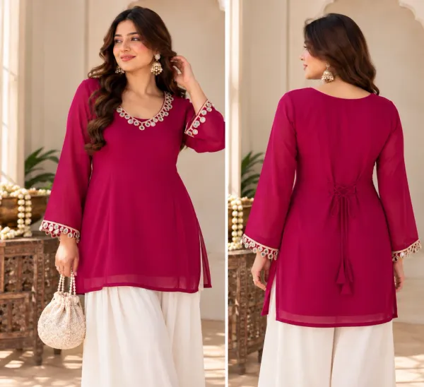 Berry_Pink_Festive_Short_Kurti