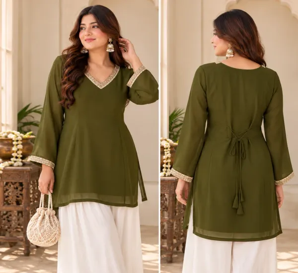 Olive_Green_Tie_Up_Short_Kurti