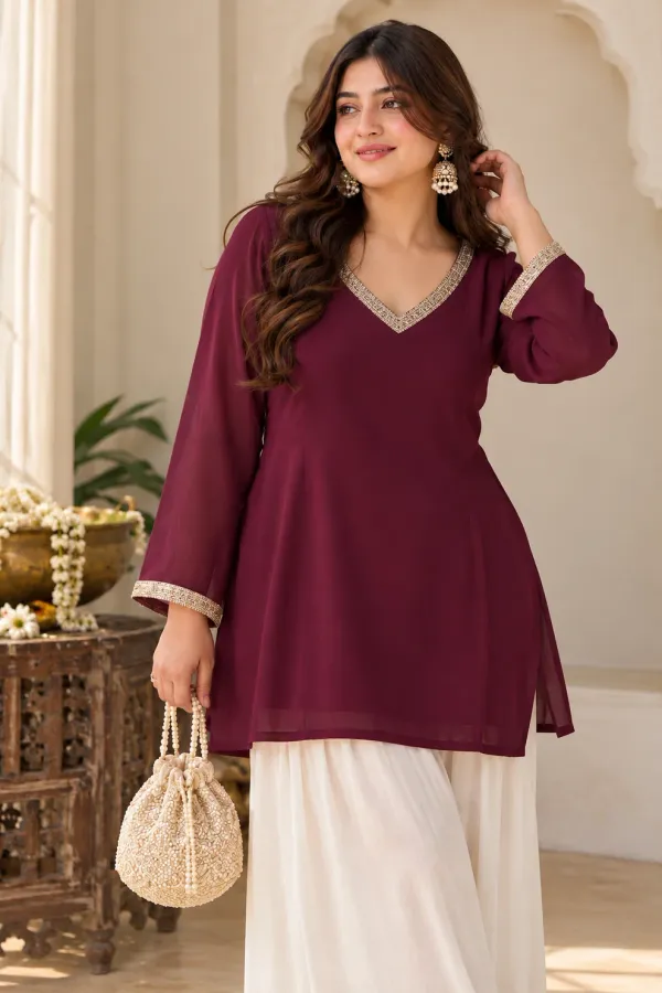 Wine_Back_Corset_Short_Kurti