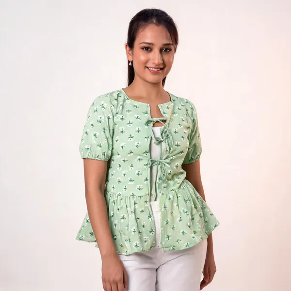 Pastel_Green_Pure_Cotton_Front_Tie_Peplum_Top_For_Women
