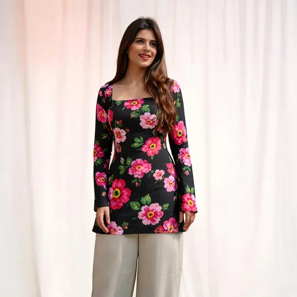 Black_Multi_Pure_Cotton_Full_Sleeve_Short_Kurti_For_Women