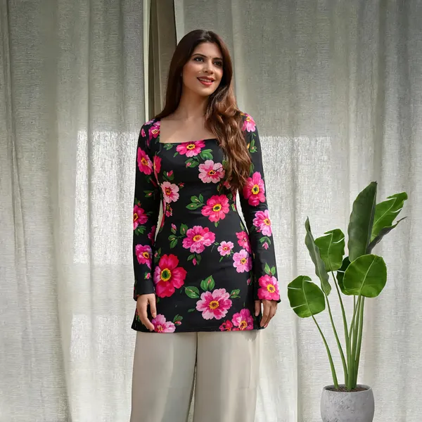 Black_Multi_Pure_Cotton_Full_Sleeve_Short_Kurti_For_Women