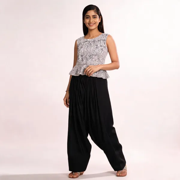 Black_Pure_Cotton_Farshi_Salwar_For_Women