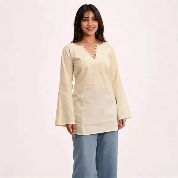 Ivory_Pure_Cotton_Short_Kurti_For_Women