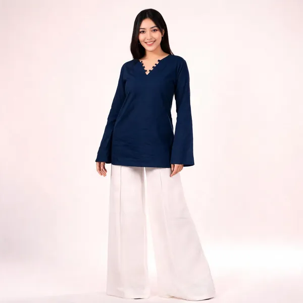 Navy_Blue_Pure_Cotton_Short_Kurti_For_Women