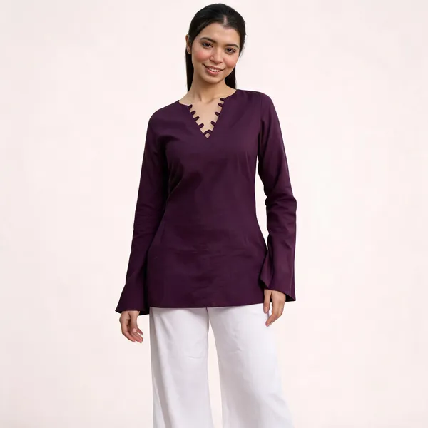 Purple_Pure_Cotton_Short_Kurti_For_Women
