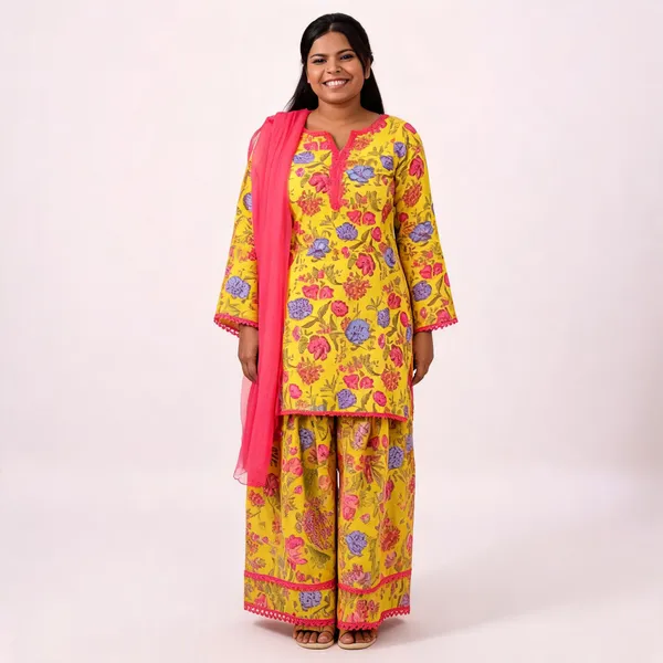 Yellow_Pure_Cotton_Farshi_Suit_Set_With_Dupatta_For_Women