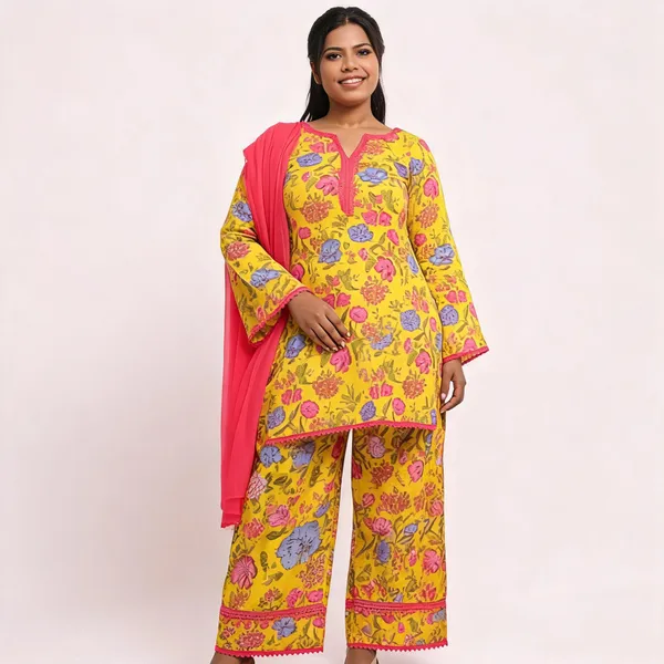 Yellow_Pure_Cotton_Farshi_Suit_Set_With_Dupatta_For_Women
