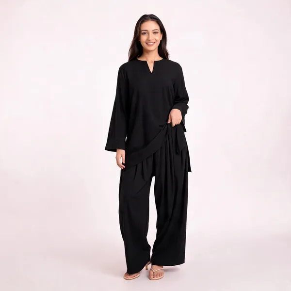 Black_Pure_Cotton_Farshi_Suit_Set_For_Women