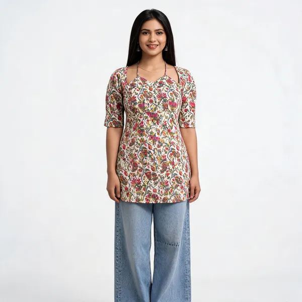 Pure_Cotton_Back_Tie_Short_Kurti_For_Women
