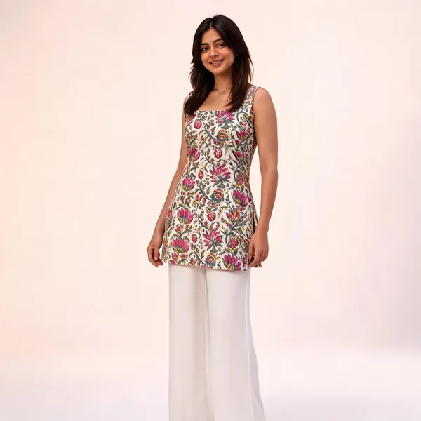 Pure_Cotton_Sleeveless_Short_Kurti_For_Women
